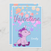 バレンタインかわいいユニコーンバレンタインデーのカード シーズンカード (正面/裏面)