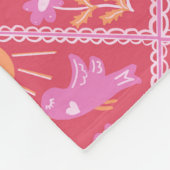 バレンタインかわいい愛の鳥、ラブレターとデイジー フリースブランケット (角)