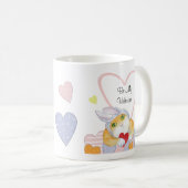バレンタインかわいい水色の猫コーヒーマグ コーヒーマグカップ (正面右)