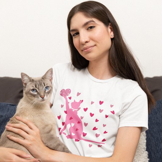 バレンタインかわいい猫 Tシャツ