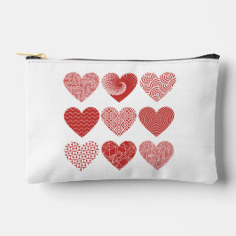 バレンタインかわいい甘い愛の赤いハートパターン アクセサリーポーチ