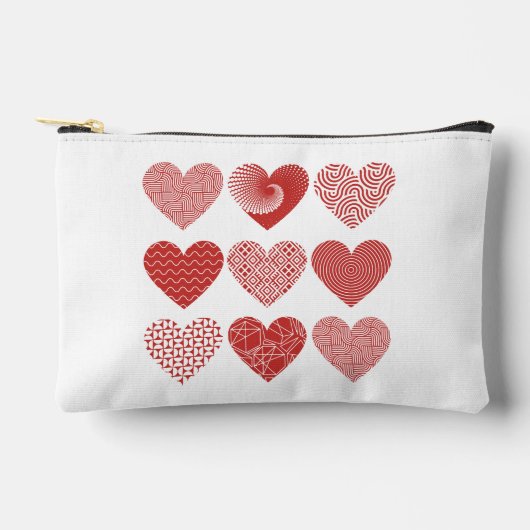 バレンタインかわいい甘い愛の赤いハートパターン アクセサリーポーチ (正面)