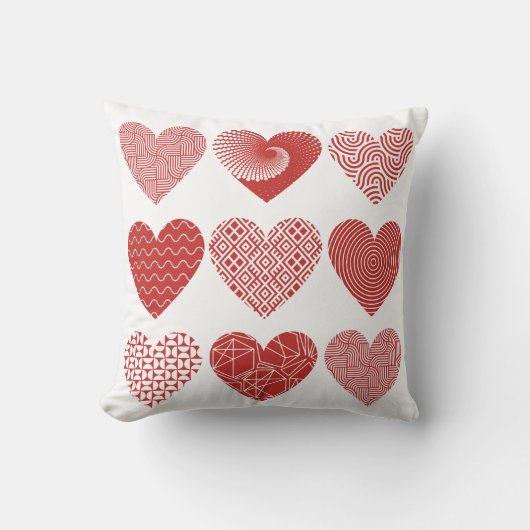 バレンタインかわいい甘い愛の赤いハートパターン クッション (正面)