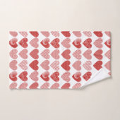 バレンタインかわいい甘い愛の赤いハートパターン バスタオルセット (ハンドタオル)