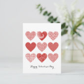 バレンタインかわいい甘い愛の赤いハートパターン ポストカード (スタンド正面)