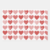 バレンタインかわいい甘い愛の赤いハートパターン ラッピングペーパーシート (正面2)