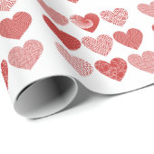 バレンタインかわいい甘い愛の赤いハートパターン ラッピングペーパー (ロールコーナー)