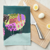 バレンタインかわいい羊のキッチンティータオル キッチンタオル (四つ折り)