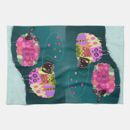 バレンタインかわいい羊のキッチンティータオル キッチンタオル