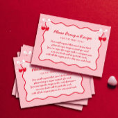 バレンタインさくらんぼブライダルシャワーレシピ要求 エンクロージャーカード