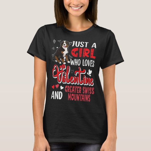 バレンタインとスイスを愛する女素晴らしの子 Tシャツ (正面)