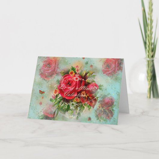 バレンタインとバラ – グリーティングカード シーズンカード (正面)