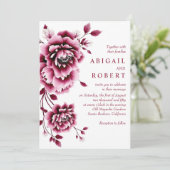 バレンタインとピンクの牡丹の花の結婚式 招待状 (スタンド正面)