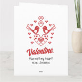 バレンタインにいかが？ハートがとろけるような赤いかわいい鳥 カード (裏面)