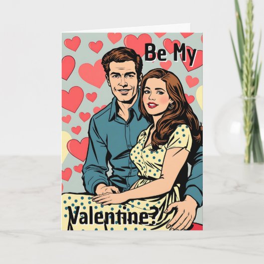バレンタインにいかが？レトロなポップアートの恋人 カード (正面)