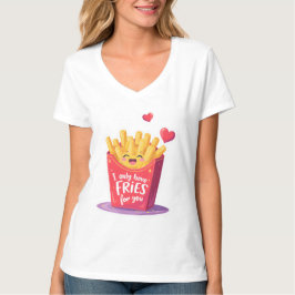 バレンタインにかわいいフレンチフライパン Tシャツ