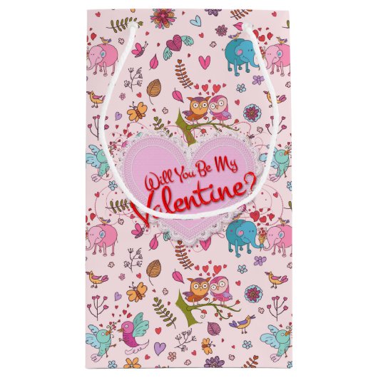 バレンタインになってくれる?愛するかわいい動物たち スモールペーパーバッグ (裏面)