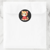 バレンタインにぴったりなハートと仔猫 ラウンドシール (バッグ)