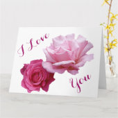 バレンタインにぴったりなピンクのバラ ロマンチックな愛 カード (黄色い花)