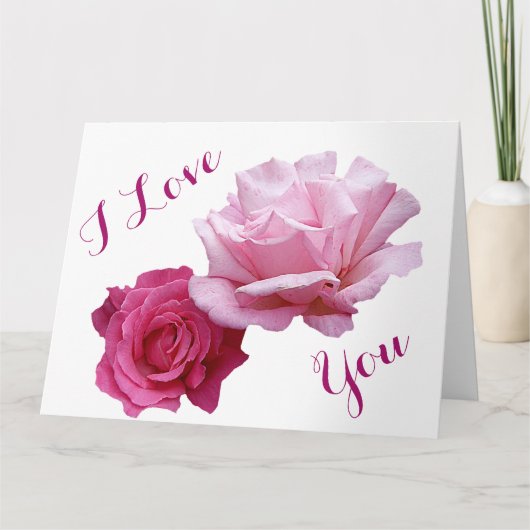バレンタインにぴったりなピンクのバラ ロマンチックな愛 カード (正面)