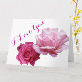 バレンタインにぴったりなプレッシーなピンクのバラ ロマンチックな愛 カード (黄色い花)