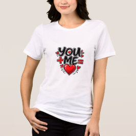 バレンタインにぴったりなペアアイテムに最適な「あなた+私=❤️」のモダンなデザイン トライブレンドTシャツ