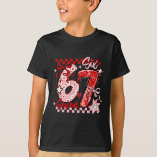 バレンタインにぴったりな面白い6と7のミーム女子デザイン Tシャツ