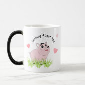 バレンタインにぴったりの可愛いピンクの豚 モーフィングマグカップ (左)