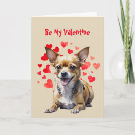 バレンタインにキュートなチワワの犬のイラスト入り "I Woof Love You" シーズンカード