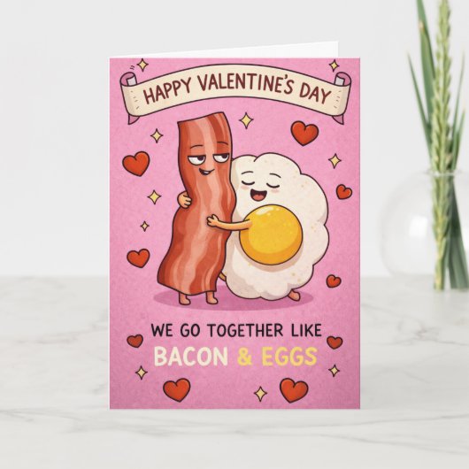 バレンタインにベーコンと卵の抱擁 カード 🥓🍳 (正面)