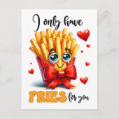 バレンタインにポテトだけおもしろい持ってる ポストカード (正面)