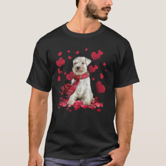 バレンタインに可愛いミニチュアシュナウザーのハート柄スカーフ Tシャツ