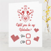 バレンタインに私のハートを溶かして 赤いかわいい鳥 カード (黄色い花)