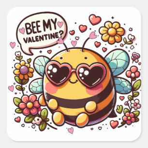 バレンタインに?- Bee 魅力的 Valentineのカード スクエアシール