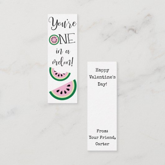 バレンタインのあなたはメロンに1つ！ミニブックマーク スキニー名刺 (正面/裏面)