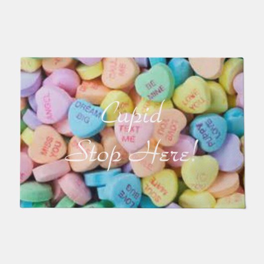 バレンタインのお菓子の会話ハート ドアマット (正面)