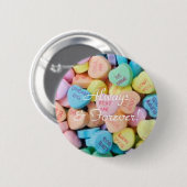 バレンタインのお菓子の会話ハート 缶バッジ (正面&裏面)