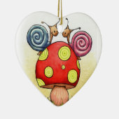 バレンタインのかたつむり セラミックオーナメント (右)