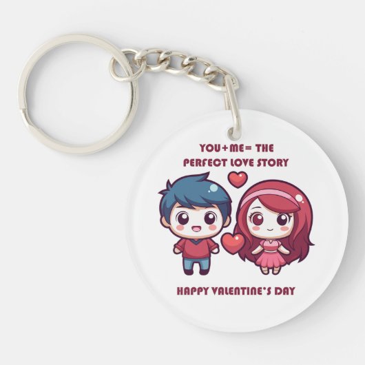 バレンタインのかわいいラブストーリー キーホルダー (正面)