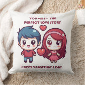 バレンタインのかわいいラブストーリー クッション (ブランケット)
