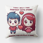 バレンタインのかわいいラブストーリー クッション (裏面)