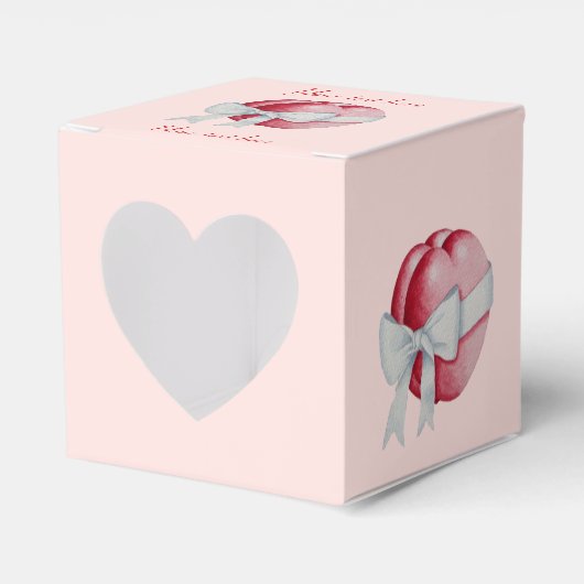 バレンタインのためのロマンチックな赤い愛ハート フェイバーボックス (正面サイド)