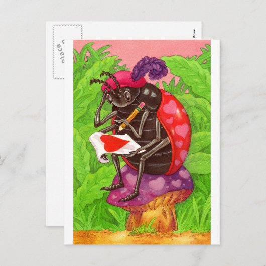 バレンタインのてんとう虫愛ノート シーズンポストカード (正面/裏面)