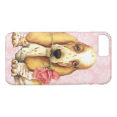 バレンタインのばら色のバセット犬 Case-Mate iPhoneケース (裏面(横))