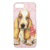 バレンタインのばら色のバセット犬 Case-Mate iPhoneケース (裏面)