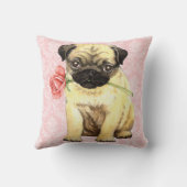 バレンタインのばら色のパグ クッション (裏面)