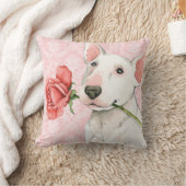 バレンタインのばら色のブルテリア クッション (ブランケット)