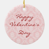 バレンタインのばら色のボストンテリア セラミックオーナメント (裏面)