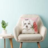 バレンタインのばら色のマルチーズ クッション (椅子)