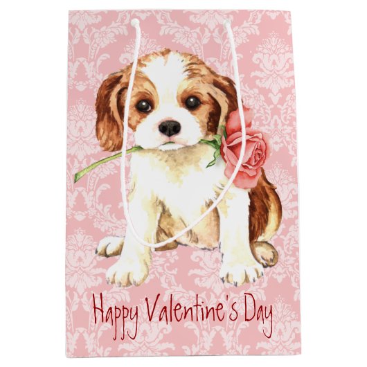 バレンタインのばら色の騎士 ミディアムペーパーバッグ (正面)